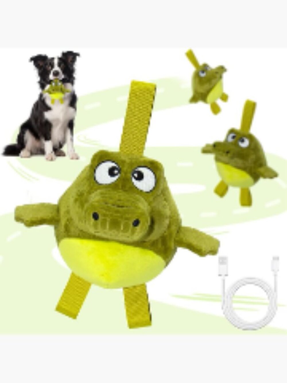 Interactive Plush Dog Toy, USB Rechargeable Motion Activated Squeaky Ball for